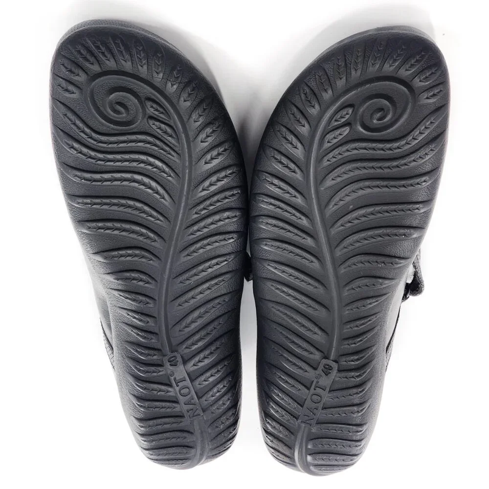 NAOT Leather Mary Jane Shoes Flats Hook & Loop Blue Black